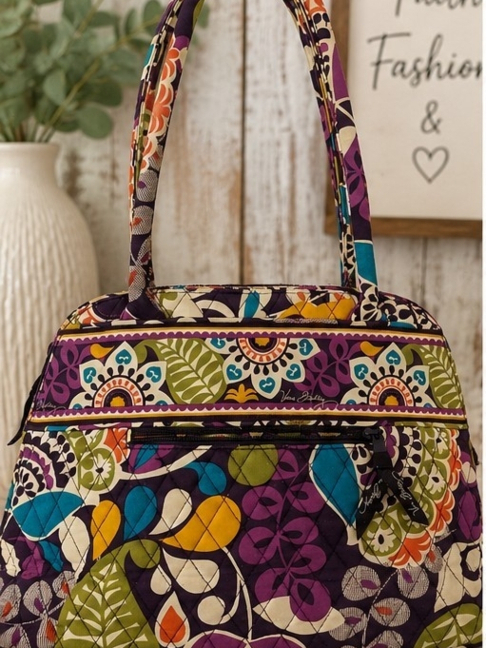 Vera Bradley Purple Multi Floral Quilted Shoulder Bag
